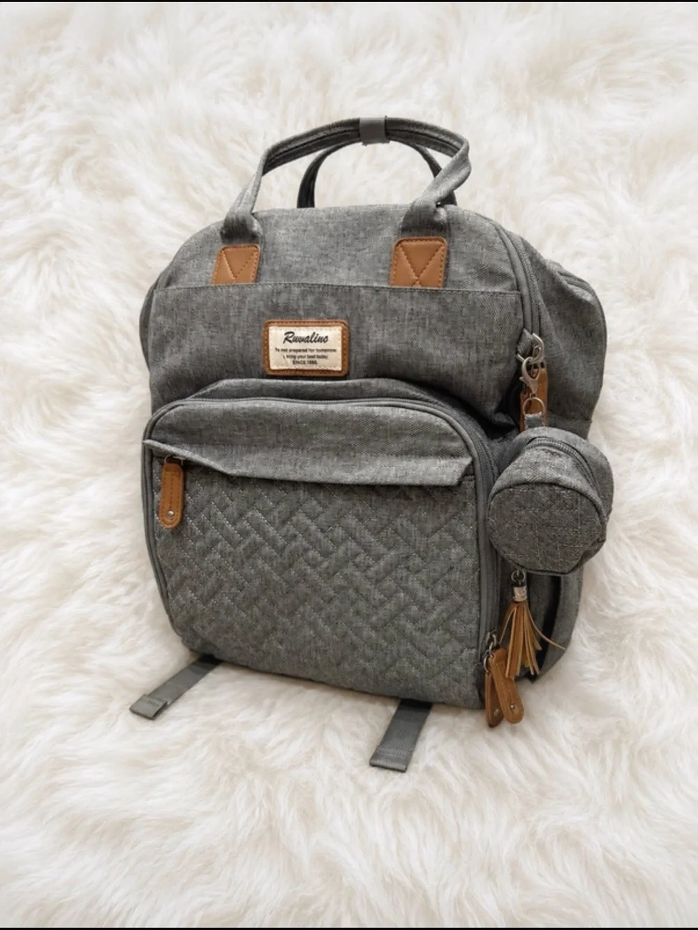 Gray Quilted Men’s Backpack